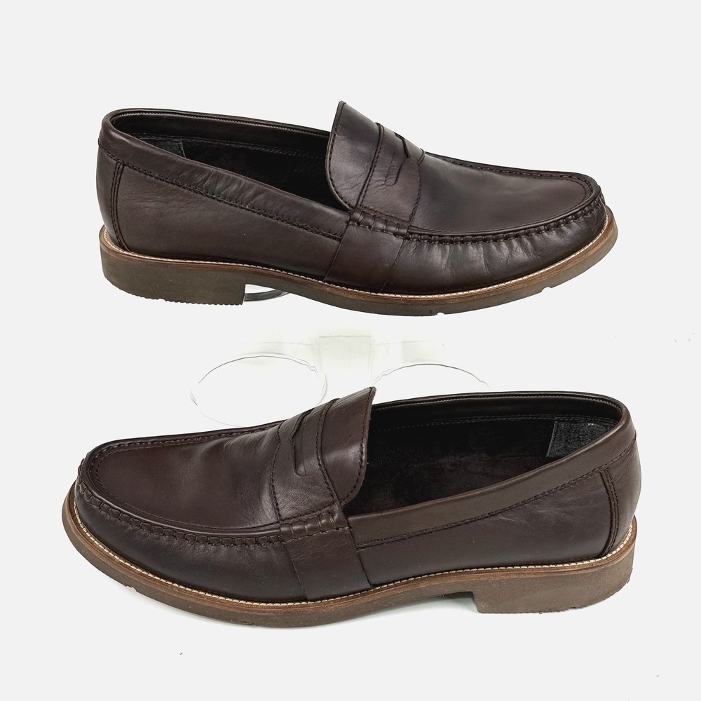 Rockport x Adidas Brown Leather Penny Loafer Dress Shoe Men US 11.5 Slip On